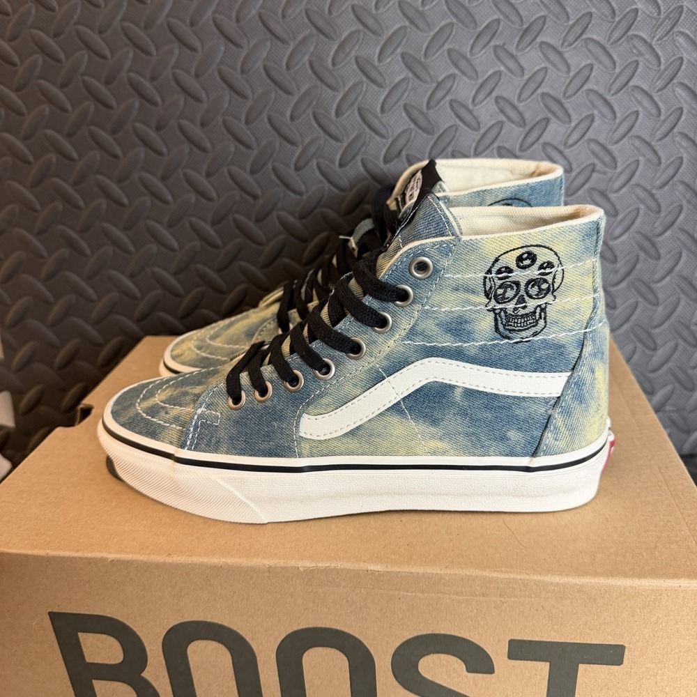 Vans Sk8 Hi Sneakers Tapered Denim "Skull"‎ Womens Size 7  / Men Size 5.5 EUC!